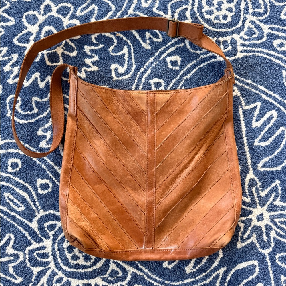Magnolia Leather Crossbody Bag in Cognac Brown